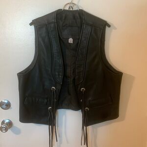 Men’s vintage genuine leather biker vest made in USA XL 48 in mint condition
